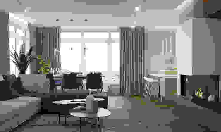 Wohnung. Berlin. 2019-2020/ 3D-Visualisierungen/ Immobilien Rendering, NK-Line NK-Line 客廳
