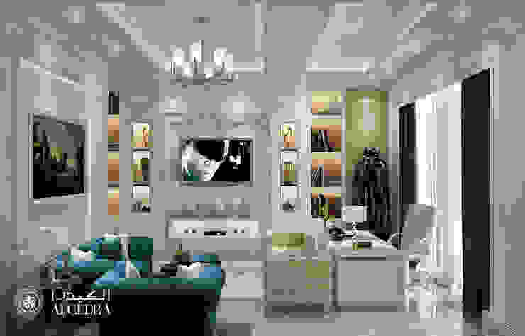 Bright spacious home office in neo classic style Algedra Interior Design 書房/辦公室