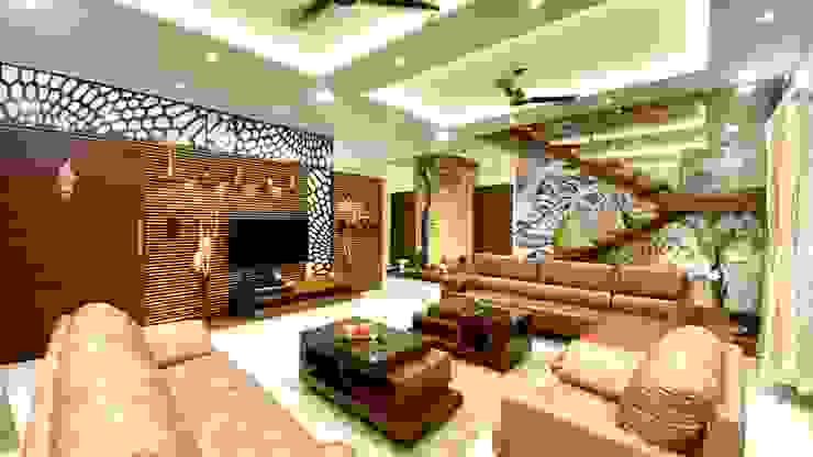 Bungalow for Dr. Shashidhar Kattimani at Ghatprabha, Karnataka A B Design Studio Eclectic style living room