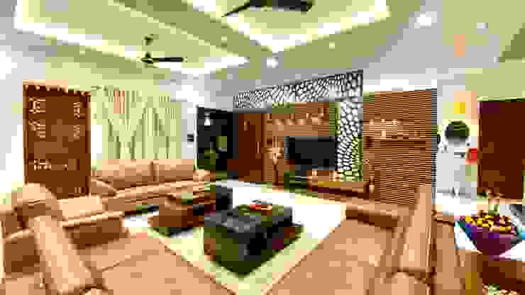 Bungalow for Dr. Shashidhar Kattimani at Ghatprabha, Karnataka A B Design Studio Eclectic style living room