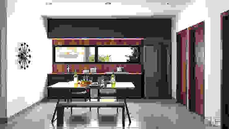 Moderna cocina con espacio para antecomedor. GLE Arquitectura Cocinas equipadas casa, residencia, cocina, antecomedor