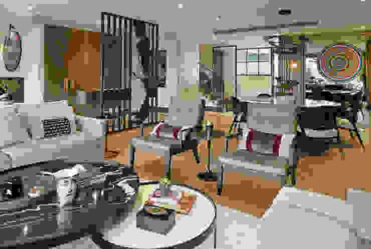 LIVING ROOM Esra Kazmirci Mimarlik Modern living room Stone Grey