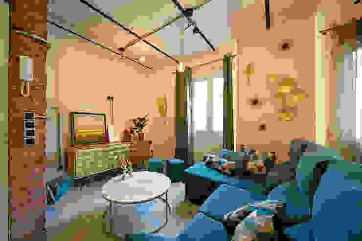 OOIIO Arquitectura Ruang Keluarga Gaya Eklektik Marmer Multicolored