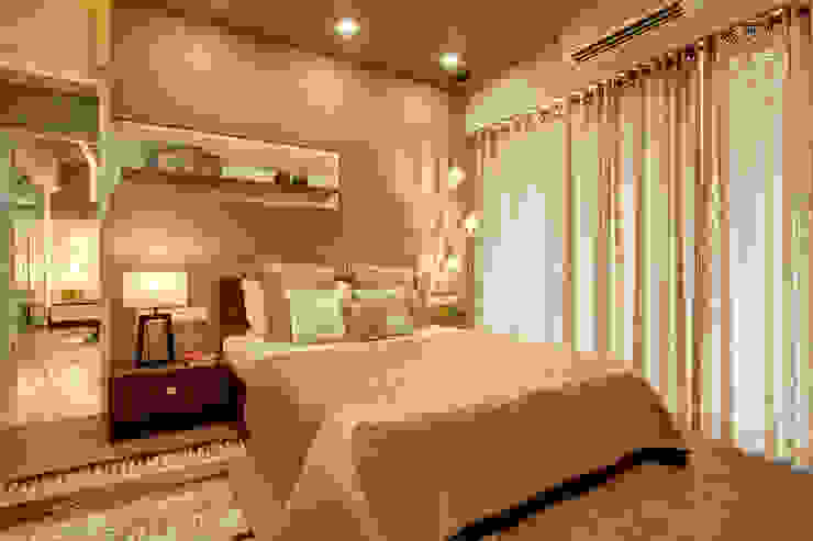 Bedroom Interiors with Golden Finish DLIFE Home Interiors Small bedroom Furniture,Property,Building,Cabinetry,Comfort,Bed frame,Wood,Interior design,Drawer,Television
