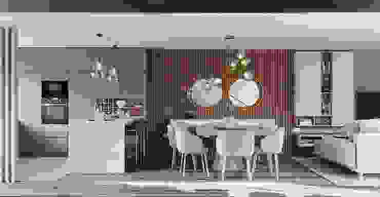 Open space cozinha zona de jantar e sala de estar Alpha Details Salas de jantar modernas