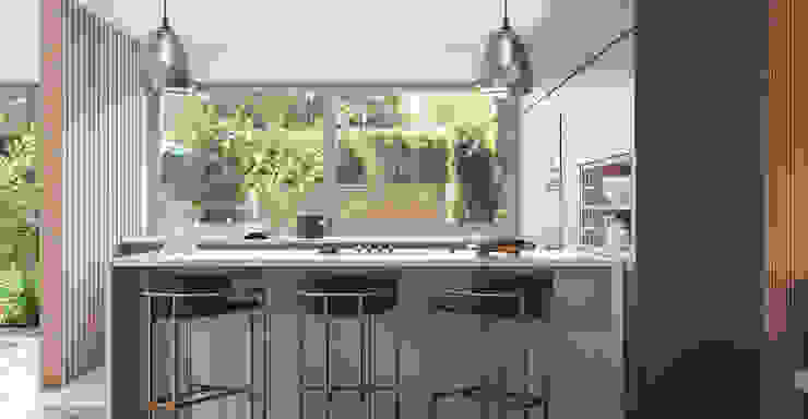 zona península da cozinha com bancos altos Alpha Details Armários de cozinha