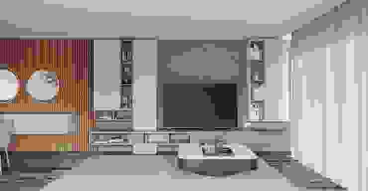 zona movel tv , sala de estar open space Alpha Details Salas de estar modernas