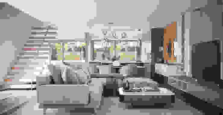 sala de estar com open space sala de de jantar e cozinha Alpha Details Salas de estar modernas