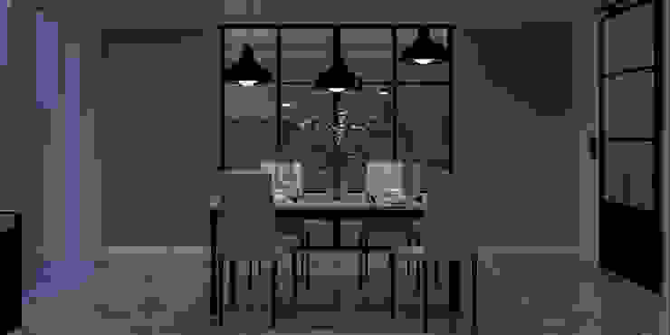 Sala da pranzo | Ambientazione notturna Margherita Memè Sala da pranzo moderna render rendering interni modello 3d fotorealistico soggiorno pranzo moderno illuminazione notturno