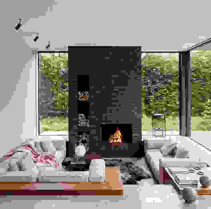 Casa in legno passiva Soggiorno moderno di Green Living Ltd Moderno Legno massello Variopinto