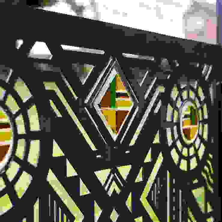 Art Deco Design Patio screen or Fence panel with Glass inserts homify