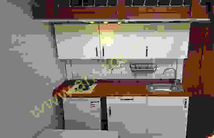 AHSAP EV—ADAPAZARI—38 m2 SİSNELİ AHŞAP EV - AĞAÇ EV - KÜTÜK EV - BUNGALOV -KAMELYA Small kitchens