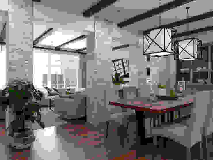 Anteproyecto reforma vivienda Visual 3D diseño y visualización Comedores de estilo rústico