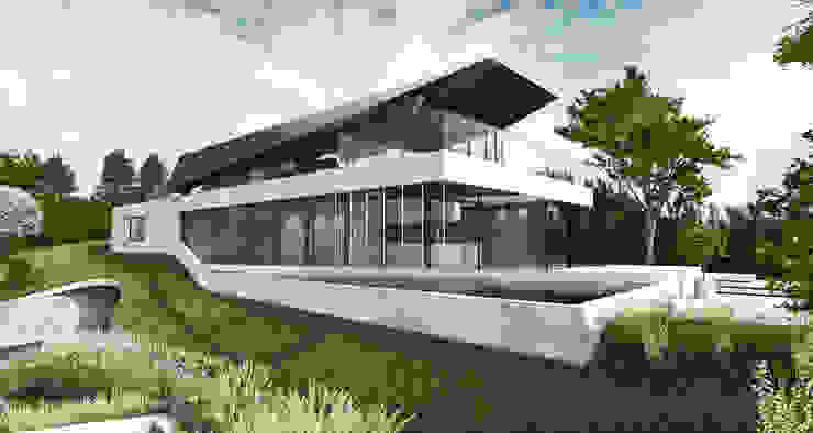 Haus R Aussenansicht Najjar - Najjar Architekten Villa Beton Grau Elegante Architektur, Best Architects, Modernes Haus