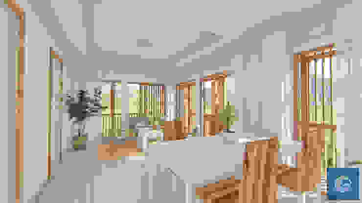 Interior Perspective Ivan Gatla Architecture Tropical style dining room Wood White
