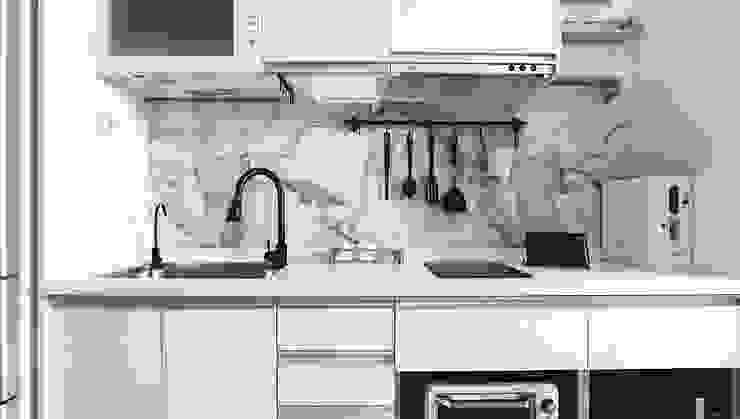 三重 王宅, 凡一室內裝修有限公司 凡一室內裝修有限公司 小廚房 台面,橱柜,厨房水槽,财产,轻敲,下沉,白色的,厨房,厨房用具,厨房炉灶