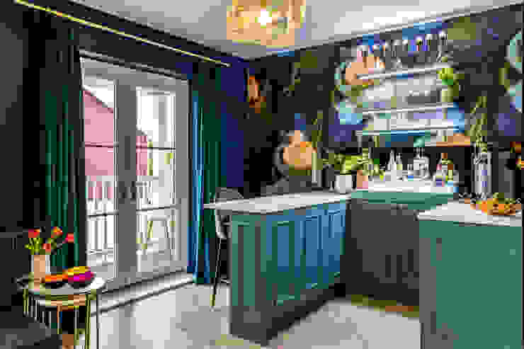 Bar & Media Room in Family Home Decorbuddi Modern Living Room Blue
