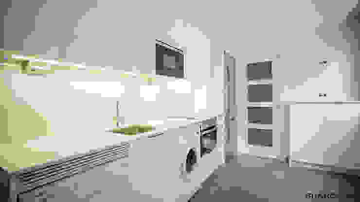 cocina blanca lacada con encimera de