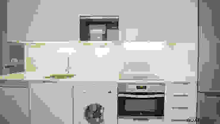 cocina blanca lacada con encimera de