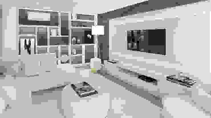 Projeto 3D - Moradia Seixal, Ana Andrade - Design de Interiores Ana Andrade - Design de Interiores Salas de estar modernas