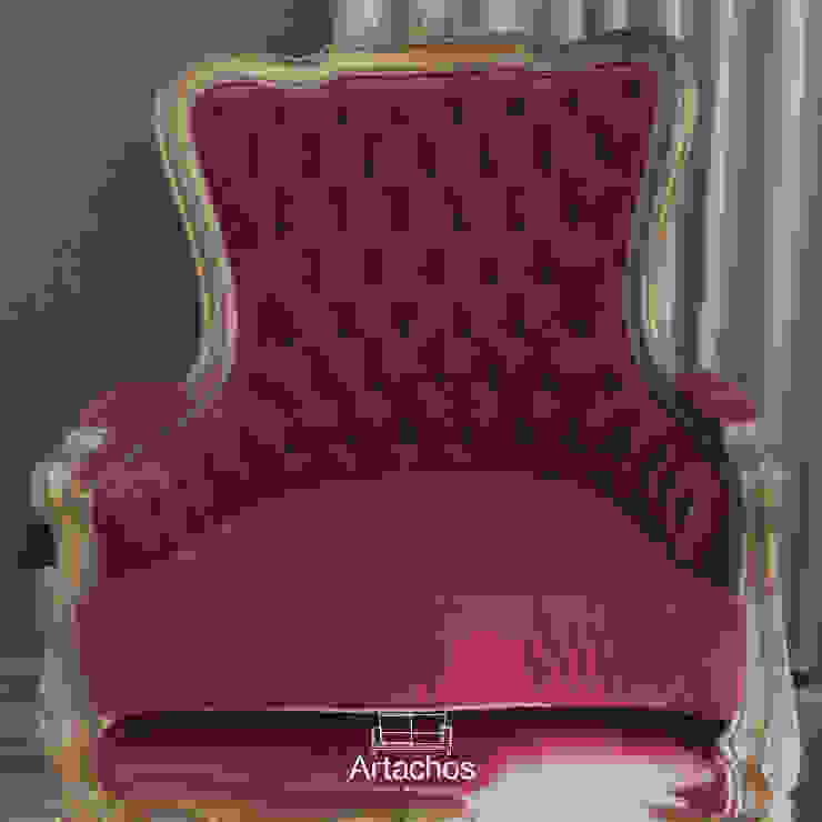 Poltrona clássica Artachos Decorações Sala de estarBancos e cadeiras Vermelho