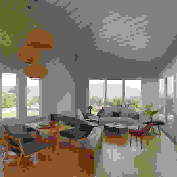 Visualización Interior Futurista 3D Spa Livings de estilo rústico Acabado en madera Casa de campo, Casa rústica, Ventanales, Iluminación, Naturaleza, Madera, Interior rústico, Living, Amplio