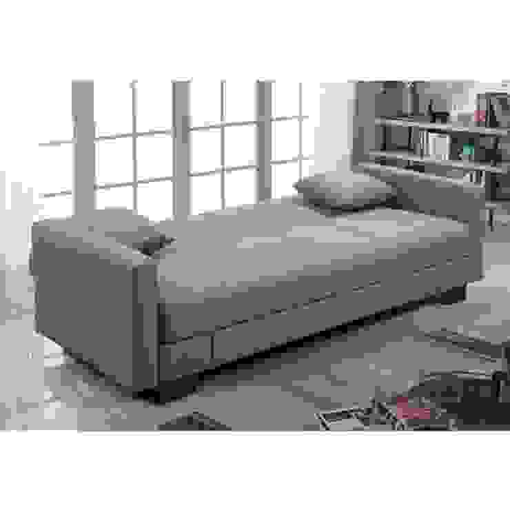 Divano Letto 198x105 Cm Con Vano Contenitore Microfibra Beige Grigio Homify