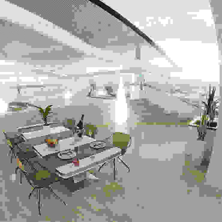 Terrazza con vista sulla skyline con vasca idromassaggio Alessandro Chessa Balcone, Veranda & Terrazza in stile moderno