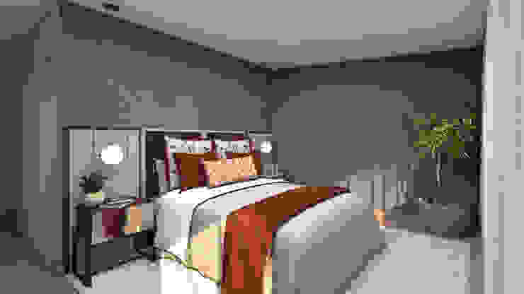 Projeto Tróia, 4Ponto7 4Ponto7 Moderne Schlafzimmer Textil Rot Betten und Kopfteile