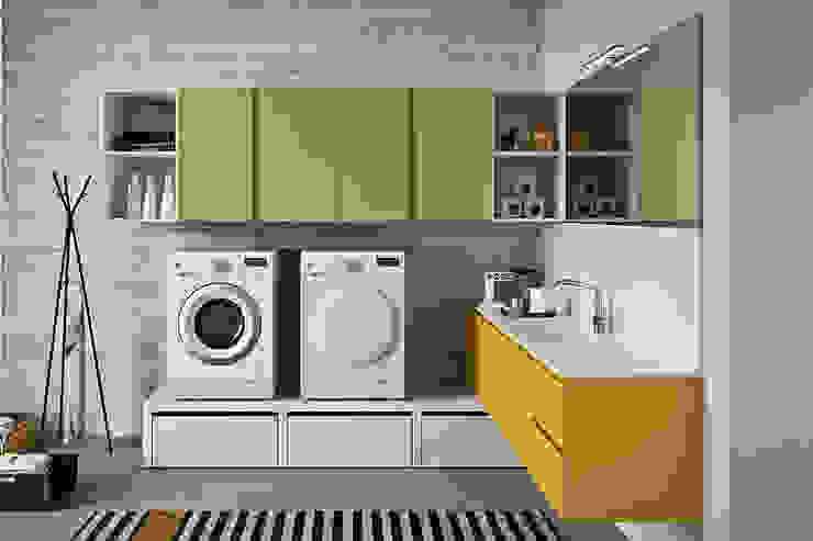 Lavanderia moderna colorata TopArredi Bagno moderno lavanderia con cassetti porta panni, arredo lavanderia moderna