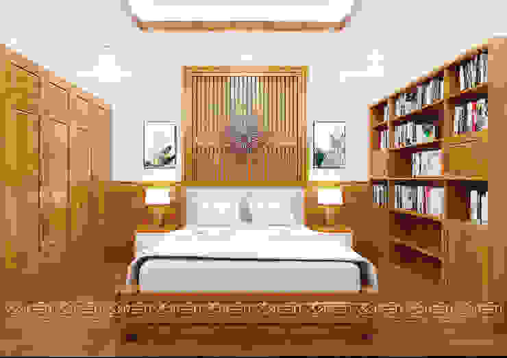 Không gian nội thất phòng ngủ Công ty TNHH Thiết Kế Xây Dựng Xanh Hoàng Long Phòng ngủ phong cách châu Á Gỗ Wood effect Beds & headboards