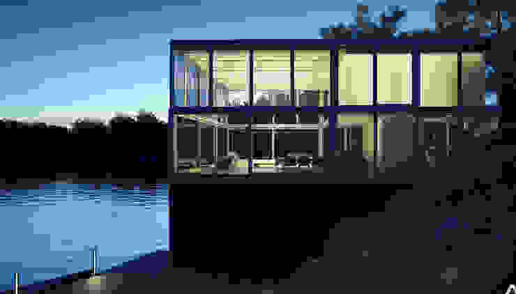 Glass Boat House, Door Studio North America Corp Door Studio North America Corp Glastür Aluminium/Zink Metallic/Silber
