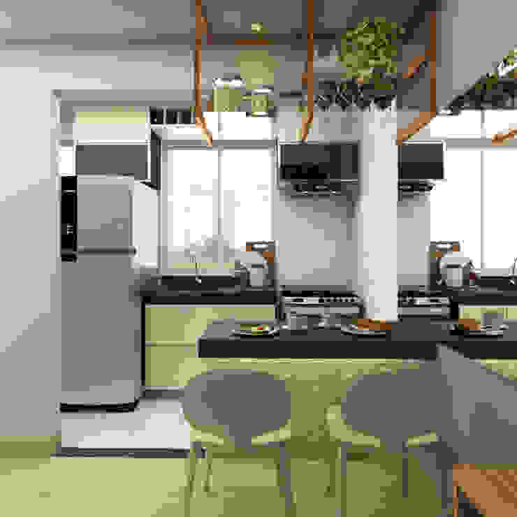 Cozinha com balcão americano LM Arquitetura e interiores Armários e bancadas de cozinha