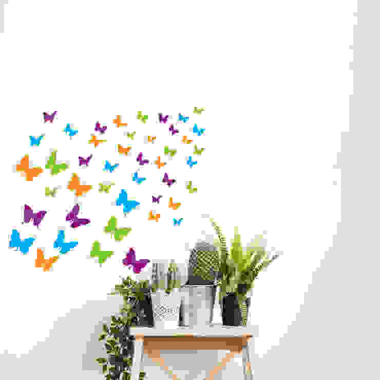 Adesivo da parete Farfalle colorate 60x40cm DL DESIGN DI FERNANDO SANTO Pareti & Pavimenti in stile moderno wallsticker, adesivo da parete, adesivo colorato, sticker farfalle, adesivo murale, butterfly, adesivo cameretta