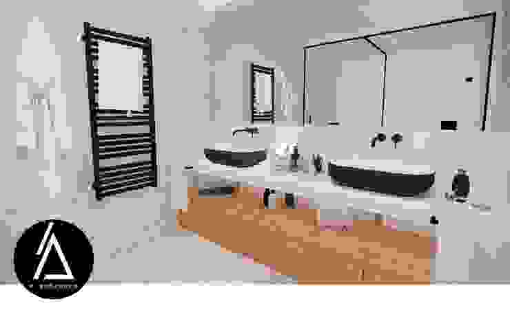 Projeto - Arquitetura de Interiores - WC Suite JS, Areabranca Areabranca Casas de banho minimalistas casa de banho, espelho, armários de arrumação, armários de casa de banho, decoração de interiores, decoração, interiores, detalhes, lavatórios
