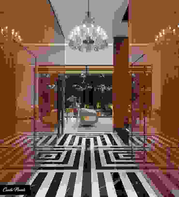 Hall de Entrada Camila Pimenta | Arquitetura + Interiores Corredores, halls e escadas cl&aacute;ssicos Madeira Efeito de madeira camilapimenta,arquiteta,saopaulo,madeira,lustre,cristal,piso,iluminacao,projeto,decora&ccedil;&atilde;o,interiores,design,entrada,dourado,camilapimentaarquitetura,arquitetoemsaopaulo,luxo,classico,fachada,moderno,recep&ccedil;&atilde;o.