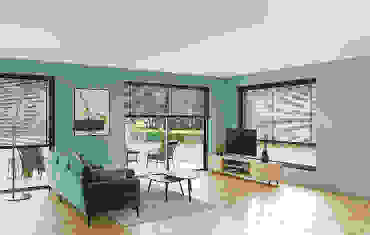 Innenraumvisualisierung eines Wohnzimmers Vision Reality Moderne Wohnzimmer Couch,Eigentum,Bilderrahmen,Möbel,Zimmerpflanze,Kompfort,Innenarchitektur,Wohnzimmer,Rollo,Schatten