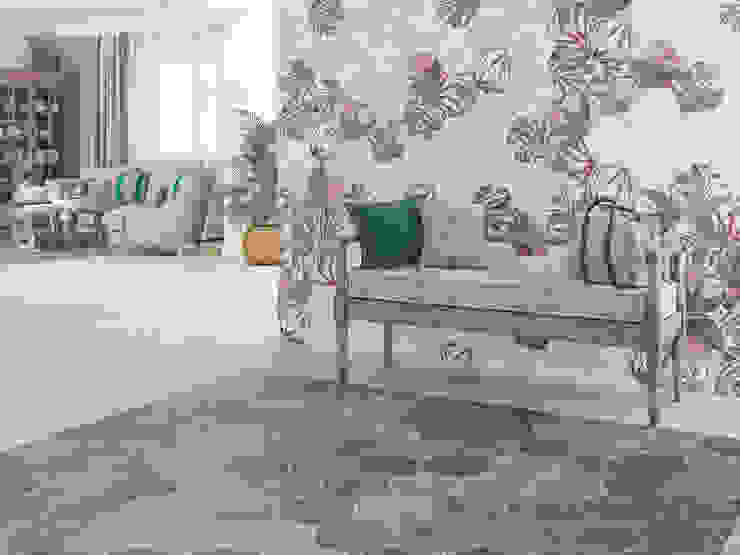 Wohnzimmer Gestaltung mit Saona Esmeralda als Bodenfliese und Aruba Blanco als Wandfliese Fliesen24 Ausgefallene Wohnzimmer Fliesen Grün vintage, fliese, bodenfliese, wandfliese, sechseck, moderne fliese