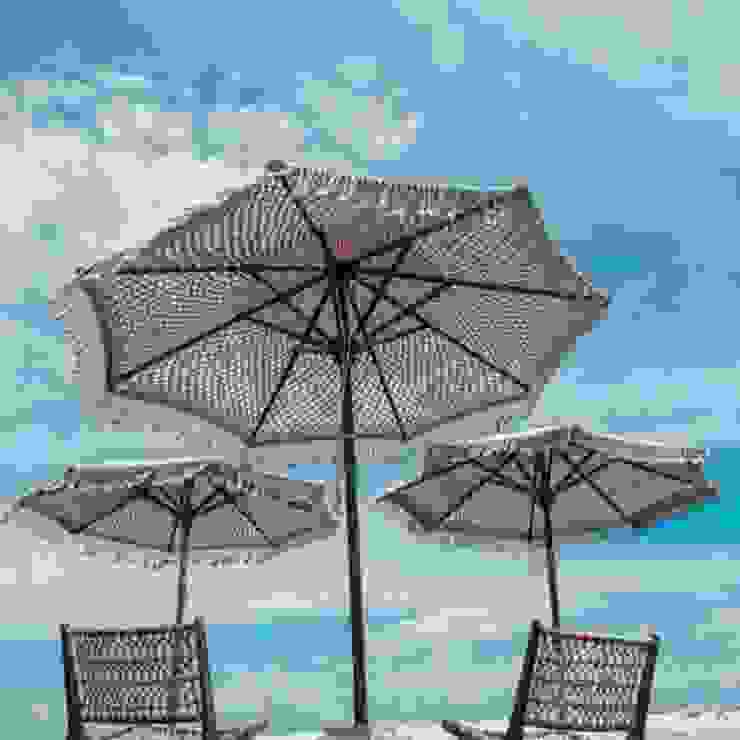 Cielo Sun Moon Commercial spaces Legno massello Trasparente Poltrona e ombrelloni in teak con tessuto naturale macramè ,Sedi per eventi