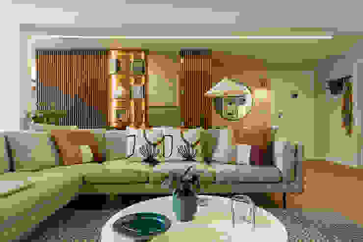 Sala de estar - Apartamento Canela - SHI Studio Interior Design ShiStudio Interior Design Salas de estar modernas shistudio,shi studio, porto, portugal, decoração interiores, apartamento, sala de estar, sofá, candeeiro, mesa de apoio, almofada