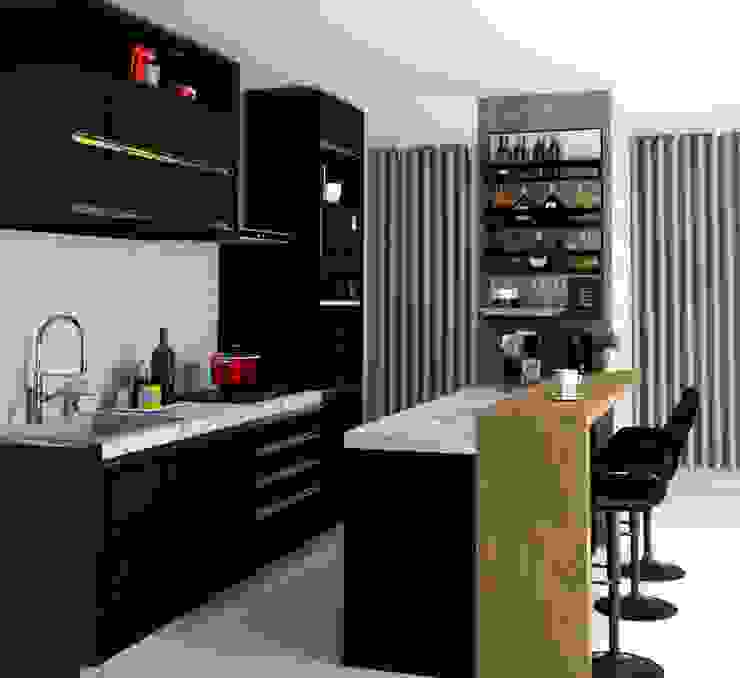 Cozinha planejada Projetos Secilia Garrido Armários e bancadas de cozinha Madeira Preto Armário cozinha