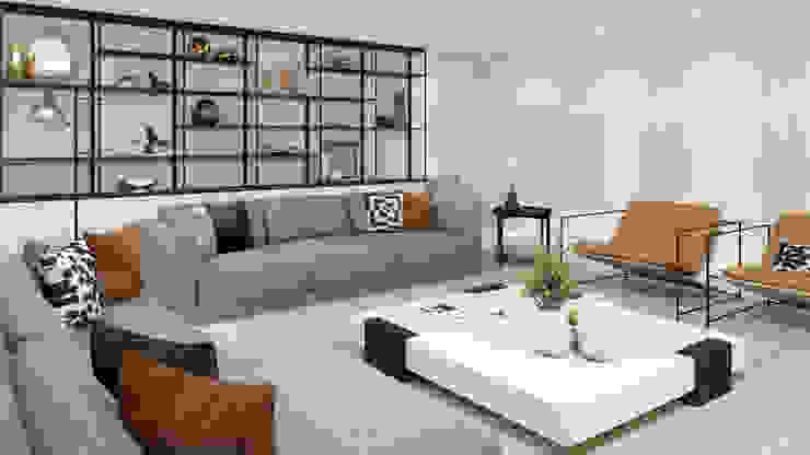 Sala de Estar NURE Interiores Salas de estar modernas Luxo, cores neutras,requinte,preto,bege,verde,mármore,ferro,conforto,moderno,industrial,clean,sala de estar
