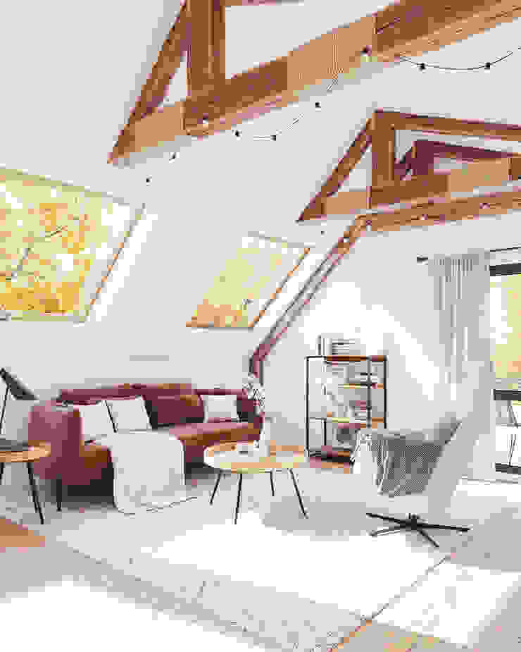 Wohnzimmer einer Dachgeschosswohnung einrichten Homepoet GmbH Moderne Wohnzimmer Sofas und Sessel