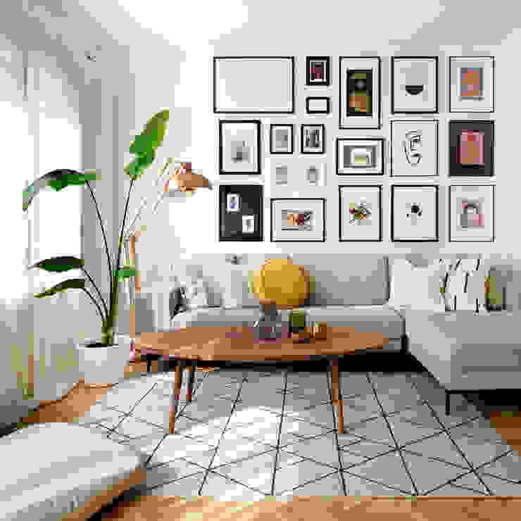 Blanco, Beige y fibras Banana Home Agency Salones de estilo moderno