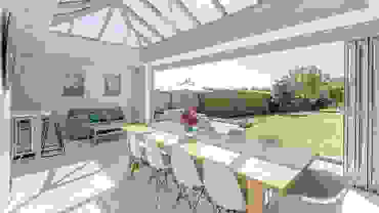 Contemporary Orangery Living in Somerset David Salisbury Orangeries & Garden Rooms 모던스타일 온실 Table, Furniture, Plant, Property, Building, Chair, Sky, Flower, Shade, Interior design