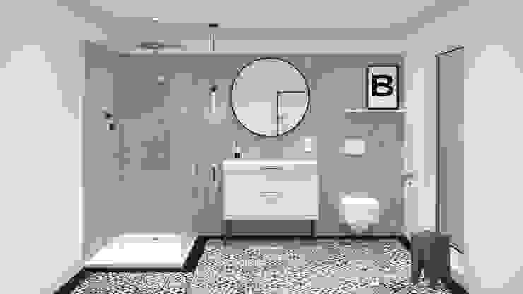 Individuelles Duschbad im Retro-Stil BANOVO GmbH Ausgefallene Badezimmer Spiegel, Badezimmerschrank, Gebäude, Eigentum, Möbel, Schränke, Waschbecken, Sanitärarmatur, Tür, Klopfen