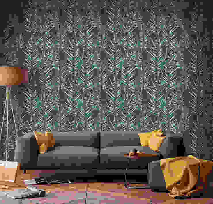 Green wallpaper with leaves design, Press profile homify Press profile homify Pareti & Pavimenti in stile tropicale