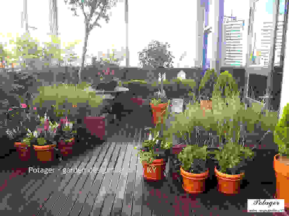 성수동 사무실 베란다 정원 디자인 및 시공 [Office Balcony Garden], Potager Potager Classic style balcony, veranda & terrace Green