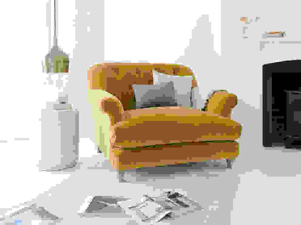 Truffle love seat Loaf Living room love seat,armchair,chair,new,product,yellow,velvet