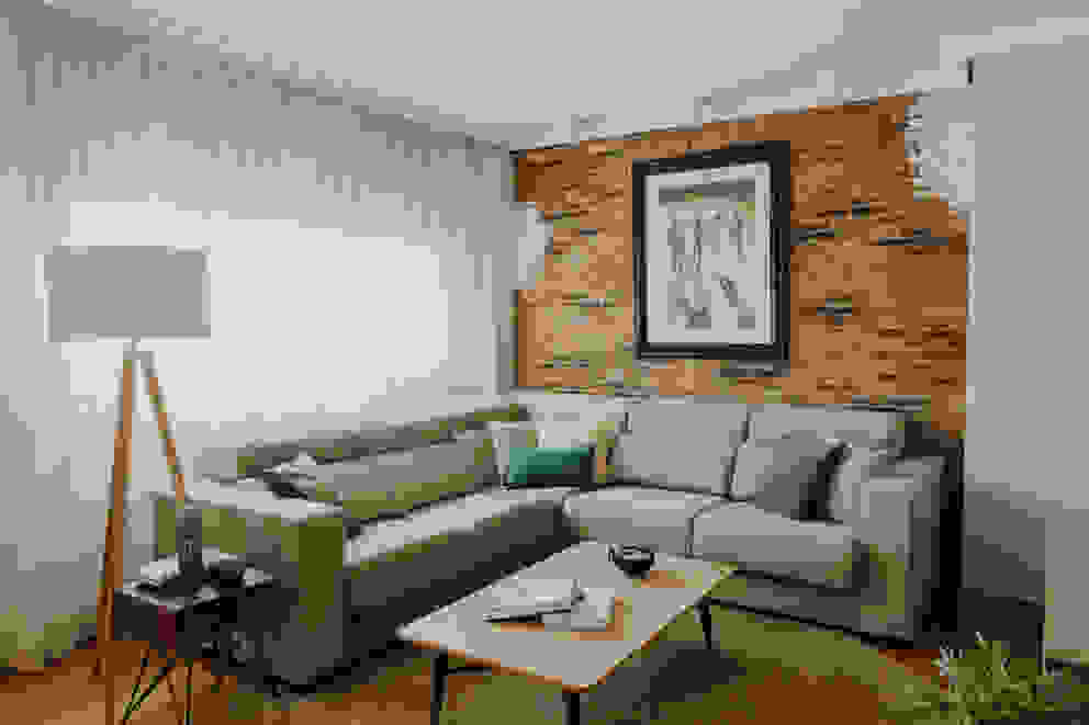Salon Industrial y Urbano, Comodoos Interiores Comodoos Interiores Living room Beige